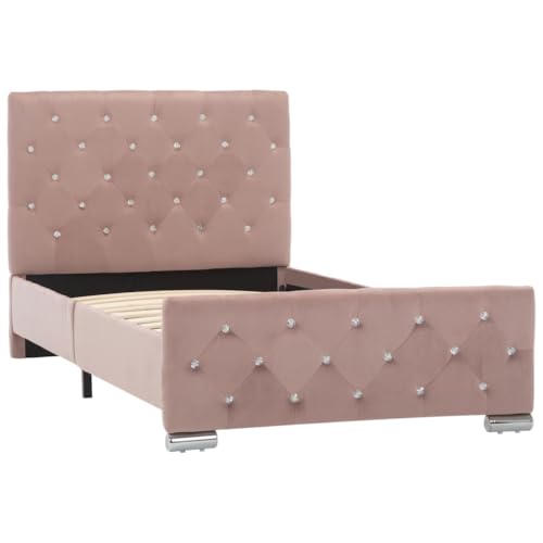 vidaXL Estructura de Cama Doble Somieres Bases Matrimonio Mobiliario Dormitorio Soporte Extensible Muebles Interior Terciopelo Rosa 90x200 cm