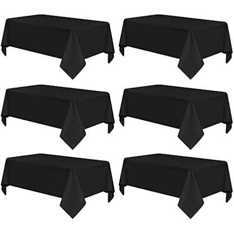 6 Paquetes de Manteles Rectangulares Negros 153 x 260cm, Ropa de Mesa Lavable Resistente a Las Manchas y Arrugas Cover