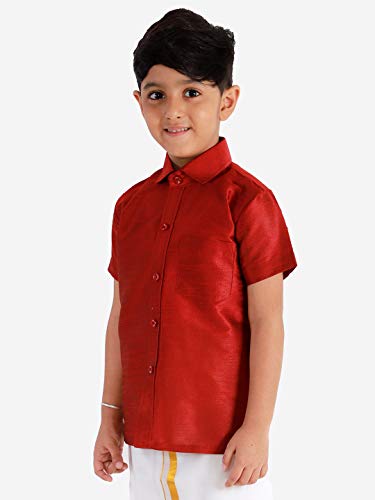 Image of VASTRAMAY Boy's Silk Blend Regular Fit Shirt
