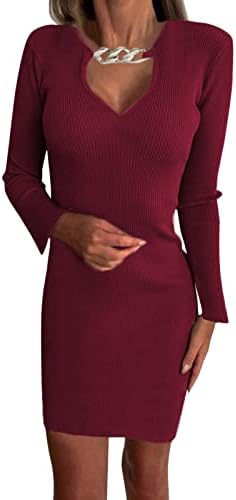 DGMBBX Women's Dress Sweet & Cute V-Neck Bell Sleeve Shift Dress Mini Dress Women's Sexy Cocktail Batwing Long Sleeve Backless Mock Wrap Knit Sweater Mini Dress Women's Sequin Glitter V-Neck Party