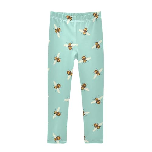 CaTaKu Girls Leggings Bees Cute Cartoon Leggings for Girls Kids Athletic Workout Yoga Pants Size 4-10T