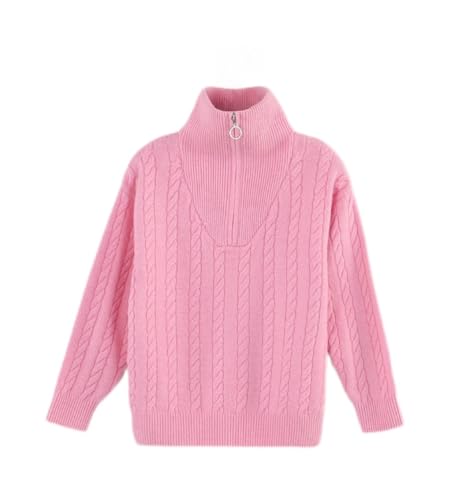 Girls Half Zipper Pullover Knit Sweater Solid Color Lapel Top Autumn and Winter Warm Fashion Trend