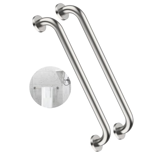 2 Pack 24 Inch Shower Grab Bar, ZUEXT Satin Brushed Nickel Stainless Steel Bathroom Grab Bar, Shower Balance Bar,Safety Hand Rail Support,Handicap Elderly Senior Assist Bath Handle(1.25" Diameter)