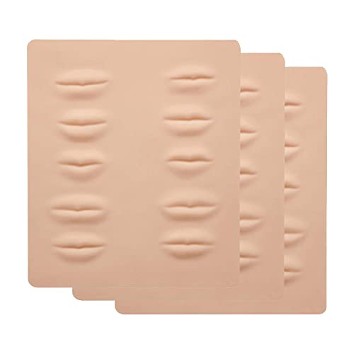 Amber Lash Tattoo Practice Imitation Skin and Body Parts for Realistic PMU Experience (PMU Practice Sheet - Lips - 3pcs)