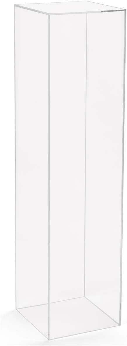 Displays2go Tall Acrylic Display Pedestal Riser with 5-Sided Design and Open Base (SMCLRPEDTL)