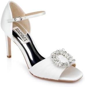 Badgley Mischka Women's NINA Heeled Sandal, White Satin, 9 | Image 1