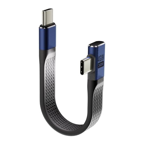 240 W PD USB C kabel, hoek, 90 graden, 40 Gbps, USB 4.0 USB C naar USB C kabel, kort, FPC Flat Design, snellaadkabel met E-marker-chip, ondersteunt 8K voor iPhone, MacBook, Samsung, Huawei