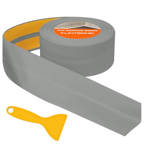 flintronic Weichsockelleiste, 30 x 30mm 5m Weichsockelleiste Selbstklebend für Küche und Badezimmer, Selbstklebende Abschlussleiste aus PVC, Flexible Knickleiste - Fugendichtungsband(Grau)