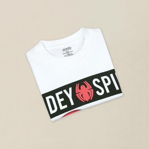 Image of Kidsville Official Marvel Avengers Spiderman Boys Half Sleeve Round Neck White Graphic Printed Cotton T-Shirts for Kid Boys