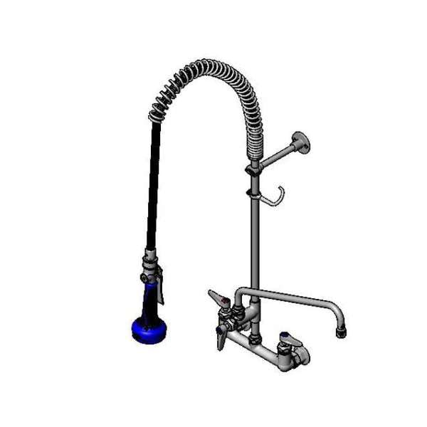 Easy Install Pre-Rinse Unit includes 8" Wall Mount by T&S Brass – Stainless Steel, Model B-0133-14CRB8SK