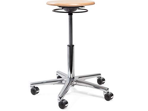 Preisvergleich Produktbild Modulor höhenverstellbarer Arbeitshocker, Drehhocker aus Buchenholz, ergonomischer Schreibtischstuhl mit Gasfeder und Fußkreuz aus Alu, Natur