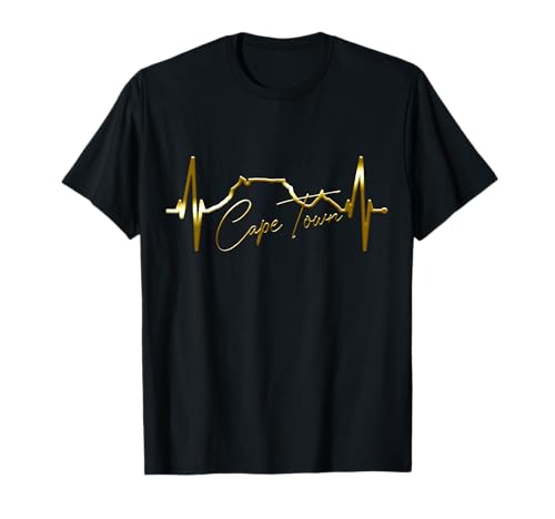 Cape Town Skyline Heartbeat Love South Africa Table Mountain T-Shirt