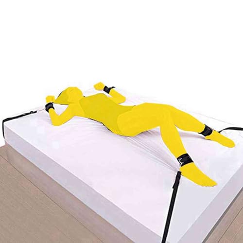 Sex Tie Downs Under Mattress for King Bed Restraint Kit for Couples Queen Size Bed Straps Adult Play Arm and Leg Restraints Spreader Bar Blindfold and Hand Ties Sex Hand Cuff for Bedroom Toys Sweater