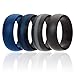ROQ Silicone Wedding Ring for Men, Silicone Rubber Band Police 4 Pack- Blue, Black, Grey - Size 9