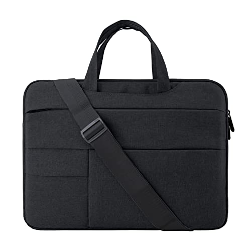 iacYoung Funda para Ordenadores Portátiles 15,6 Pulgadas Bolso Bandolera en Poliéster Impermeable con Multi-bolsillos, Correa Desmontable para el Hombropara Chromebook portátil de 15,6 , Nergo