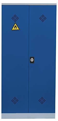 Lüllmann Umweltschrank montiert und verschweißt Gefahrstoffschrank Pflanzenschutzschrank Chemikalienschrank Spritzmittelspind 566251 lichtgrau/enzianblau 1950 x 920 x 420 mm (H x B x T)
