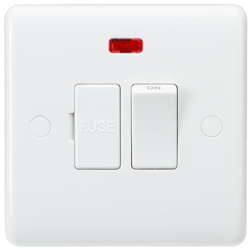 Image of Curved Edge 13A Switched Fused Spur Unit with neon and Flex Outlet from Base