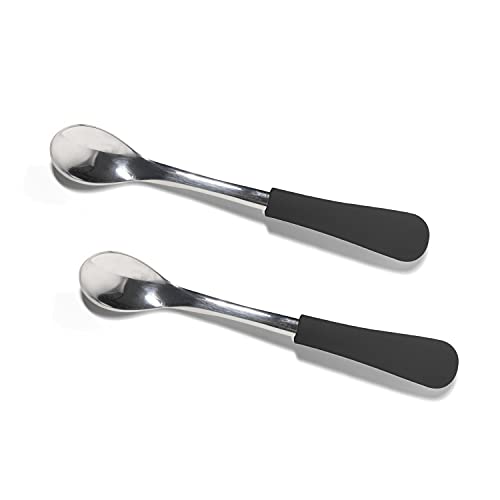 Avanchy Infant Baby Spoons Stainless Steel and Silicone Set, Self ...