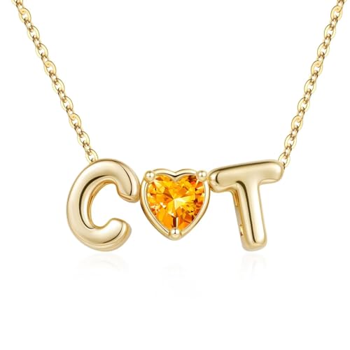 M MOOHAM �n�[�g�C�j�V�����a���΃l�b�N���X ���f�B�[�X �K�[���Y - 14K�S�[���h���b�L2�̃C�j�V�����a���΃l�b�N���X �p�[�\�i���C�Y�l�b�N���X �W���G���[ �a�����v���[���g ���� ���̎q �� �o�� �� �e�F, 18 inches with 2