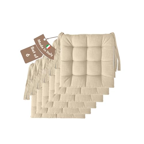 Il Tuo Artigiano Design Lot de 4 ou 6 Coussins pour chaises de Cuisine fabriqués en Italie, Coussins de Chaise de Cuisine 40x40 cm d'épaisseur 6 cm,...