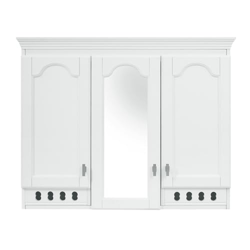 Armario de almacenamiento para baño Merax de 36" x 28", montado en pared, con espejo | Armario de medicamentos de estilo country para baño con puertas de cierre suave, estantes ajustables y armario sobre inodoro miniatura 7