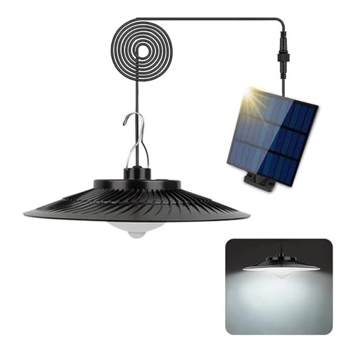 Solar Shed Light Solar Pendant Light, Solar Flood Light Motion Sensor Remote Control Outdoor Hanging Lamp,IP65 Waterproof for Balcony, Shed, Barn, Patio, Garden, Courtyard,1 head