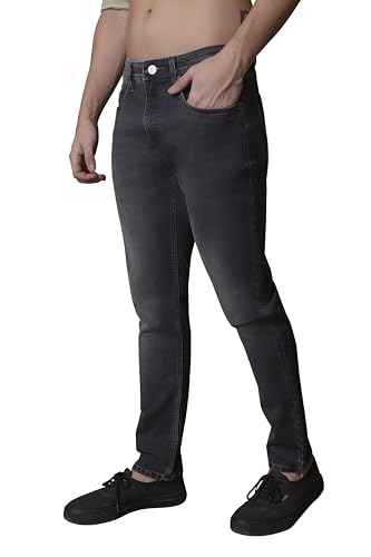 Image of i'sol Men's Tapered Fit Solid Mid-Rise Stretchable Casual Jeans