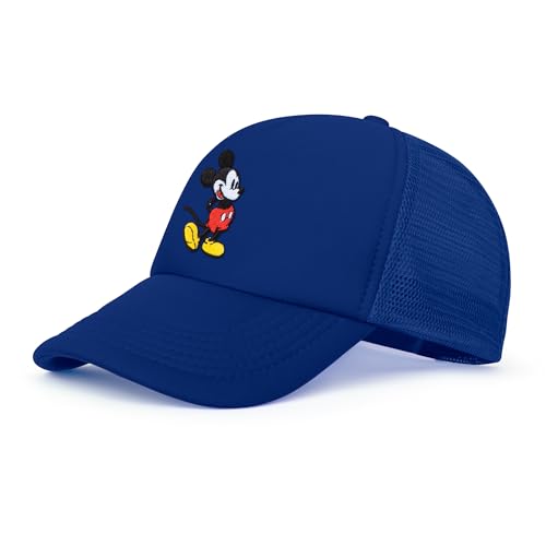 Disney Men's Standard Adult Trucker Hat, Mickey Mouse Mesh Snapback Baseball Cap, Navy, ONE Size