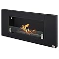 HOMCOM Ethanol Fireplace, 43.25" Wall-Mounted 0.73 Gal Stainless Steel Max 323 Sq. Ft., Burns up to 4 Hours, Black