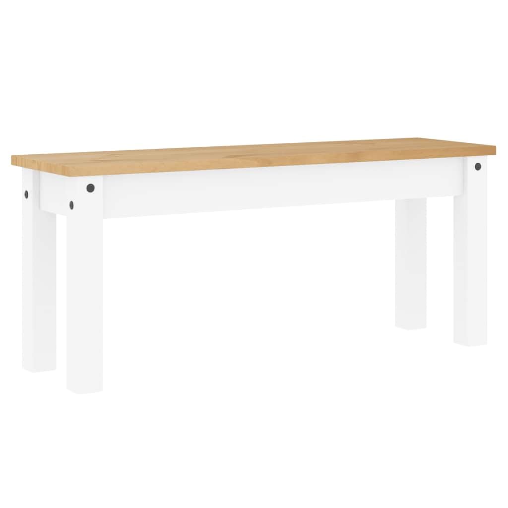 Salon à manger Panama en pin massif blanc 117 x 60 x 75 cm avec 2 bancs pour cuisine, salle à manger, salon, style rustique