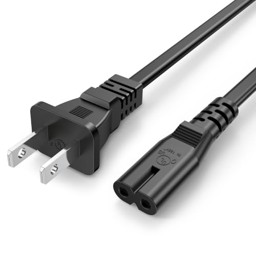 Image of AC Power Cord for Sony PS5 /PS4 /PS3 Slim, Xbox Series S /X, Xbox One S /X, 5 ft 2 Prong UL Certified Universal Power Cable Replacement