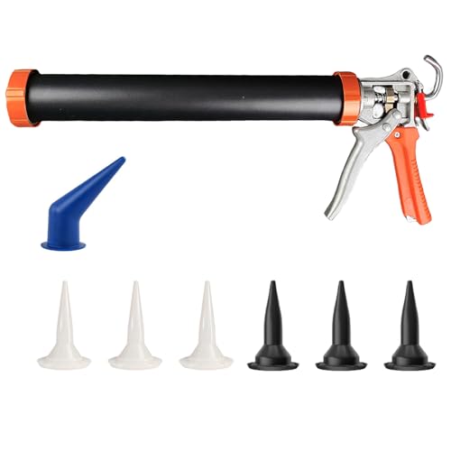 Sausage Tube Caulk Gun with Nozzles (Black)