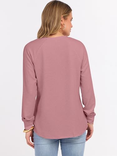 Image of ANRABESS Women's Waffle Knit Henley Top Long Sleeve Shirts