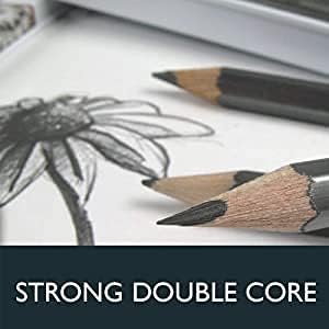 MVM Enterprise Professional Drawing Art Sketch Graphite Pencils, 2H, H, F, HB, B, 2B, 3B, 4B, 5B, 6B, 7B, 8B, Set of 12, Black 1