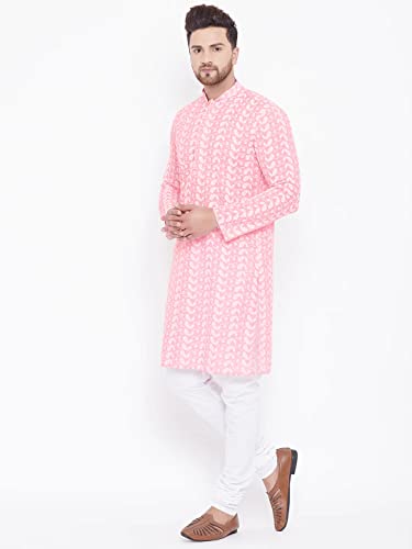 Elina fashion Men's Cotton Kurta Pajama Set | Lakhnavi Chikankari Embroidered Indian Designer Diwali Traditional Wear2