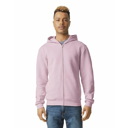 American Apparel Unisex ReFlex Fleece Full Zip Hoodie Sweatshirt, Blush, Small