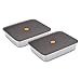 Navaris Bac de Cuisson INOX - 2X Plat rectangulaire avec Couvercle verrouillable 23,5 x 19 x 5,7 cm - Cuisson Four 220°C gratin Marinade Viande
