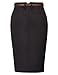 Kate Kasin Women Pencil Skirt Knee Length with Belt Professional Work Office Wear Skirt Bodycon Skirts Black L