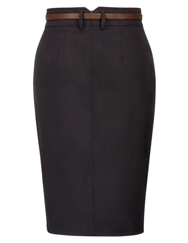 Kate Kasin Women's Bodycon Pencil Skirt with Belt Solid Color Hip-Wrapped2