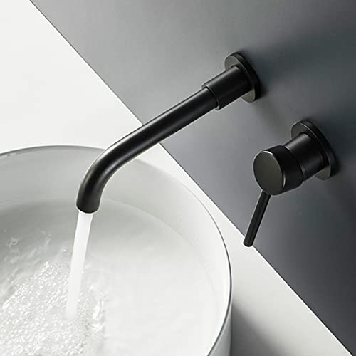 Grifo empotrado negro y latón monomando para lavabo monobloque 2