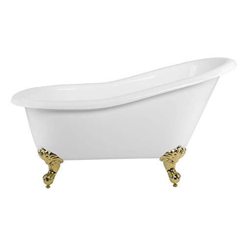 Vintage Tub & Bath Aurora 54 Inch Acrylic Slipper Clawfoot Tub - No Faucet Drillings - Imperial Ball & Claw Feet #TOP7