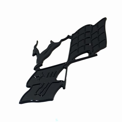 Image of 1Pc 1961 Impala Die Cast Rear Quarter Panel Emblem Crossed Flag 3D Badge Sticker KC4525 Replacement for Impala (Glossy Black)