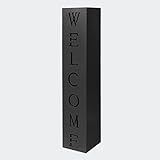 Spessore del materiale: 1 mm Colonna decorativa in metallo nero con scritta Welcome per ingresso Fioriera