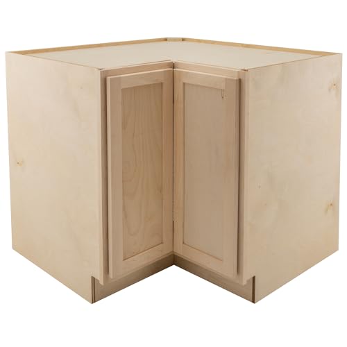 Quicklock RTA (Ready-to-Assemble) | Base Kitchen Cabinets - Shaker Style | Made in America (Raw Maple, 36" W x 34.5" Hx24 D Easy Reach)