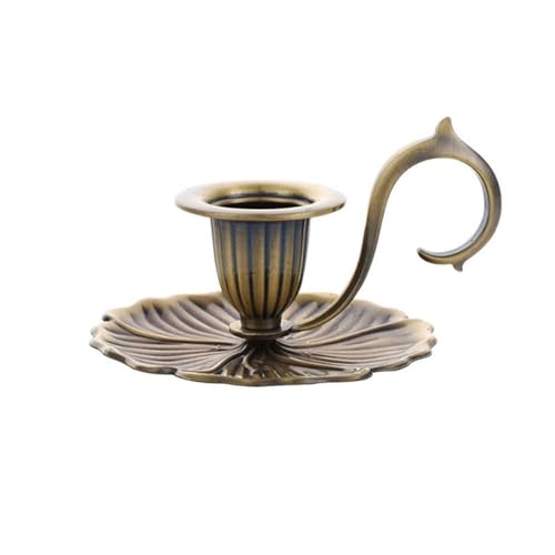 gifthub Handicrafts Vintage Candle Cup Decoration Zinc Alloy Candle Holder Decorative Candle Plates Scented Candle Base Small Hand-held Candle Cups Gold/Silver/Bronze 12 * 5.1 CM