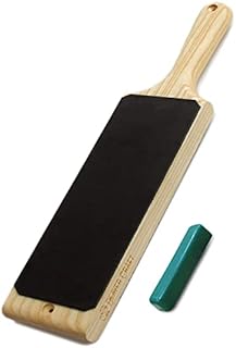 BeaverCraft LS1P1 Leather Strop 7cm x 20cm Paddle Strop with Compound Knife Strop Leather Strops for Sharpening Knives Leather Stropping Block Honing Strop Stropping Leather Strop with Compound