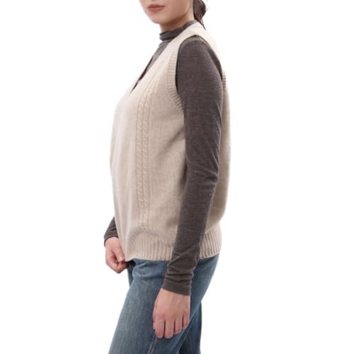 Image of Amazhiyu Womens 100% Wool Sweater Vest Sleeveless V Neck Knitted Pullover Top