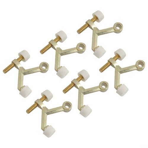 Topes de puerta ajustables resistentes con revestimiento antioxidante en acabado dorado para núcleo hueco y puertas, paquete de 6