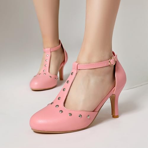 Image of ForeMode Fashion Women T-Strap High Heels Bow Platform Round Toe Pumps Leather Summer Sweet Shoes