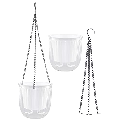 SUPVOX 2 pezzi Fioriera Appesa con Irrigazione Automatica Vasi da Trasparenti per Piante Ed Esterni per e Design Resistente e Pratico